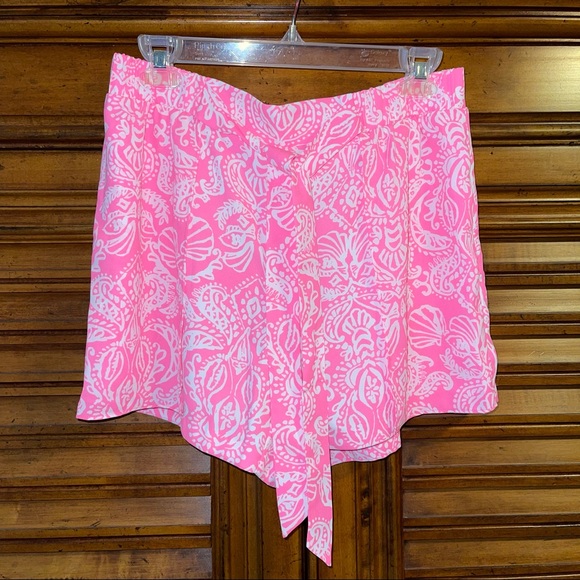 Lilly Pulitzer Myles Tie Front Short Havana Pink - Picture 15 of 16